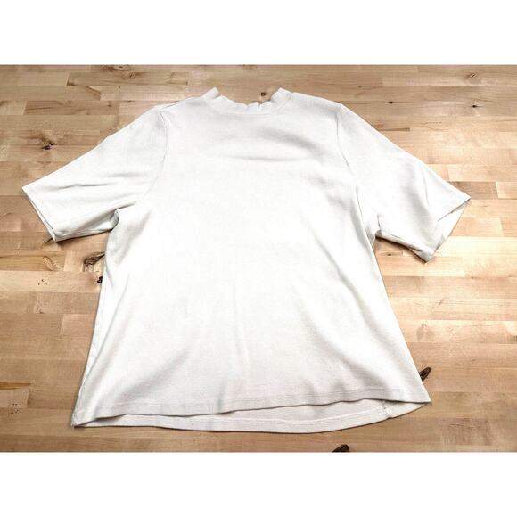 Maeve Anthropologie White Mock Neck Ribbed Half Sleeve Top Women’s 2XL - Picture 1 of 6